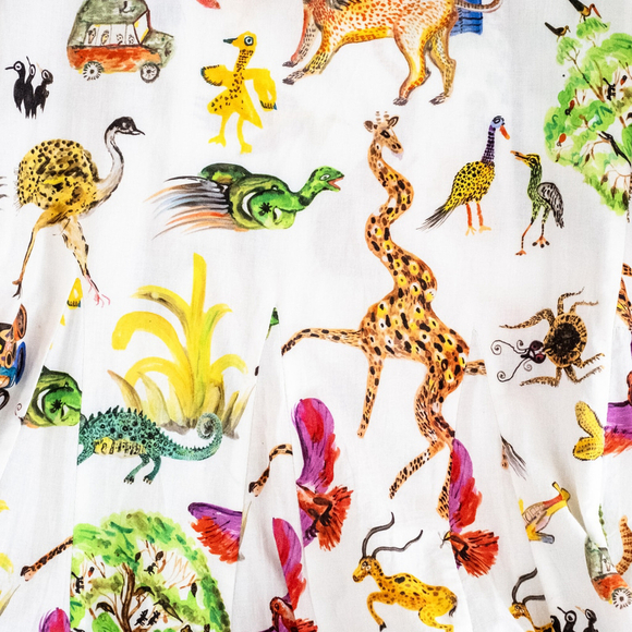 RHODE Ella Mini Dress White Multicolor Animal Print Safari $395 NO BELT - Size S - Picture 13 of 14